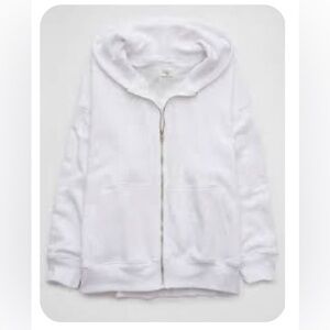 American Eagle Oversized Full Zip White Hoodie